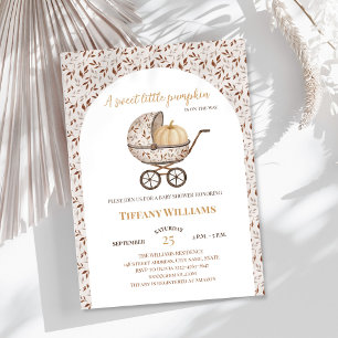 Invitation Baby shower neutre à poussette citrouille d'automn