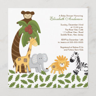Invitation Baby shower neutre animal de safari de jungle
