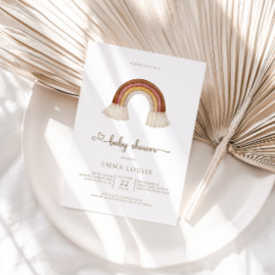 Invitation Baby shower neutre arc-en-ciel Boho