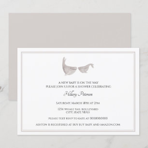 Invitation Baby shower neutre d'aquarelle de baleine de genre
