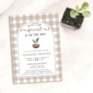 Invitation Baby shower neutre d'aquarelle Little Sprout Boho