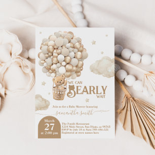 Invitation Baby shower neutre d'attente de l'ours en peluche