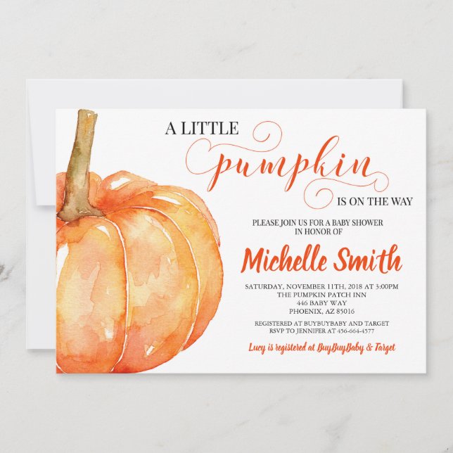 Invitation Baby shower neutre d'automne de genre d'automne de (Devant)