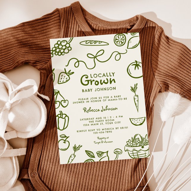 Invitation Baby shower neutre de genre cultivé localement (Farmers Market Gender Neutral Baby Shower Invite)