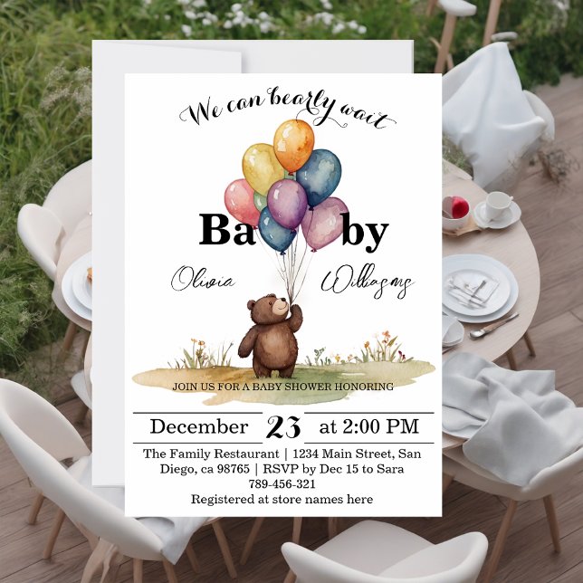 Invitation Baby shower neutre de l'ours (Créateur téléchargé)