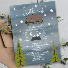 Invitation Baby shower Neutre de l'ours couché 6,5 po x 8,75 