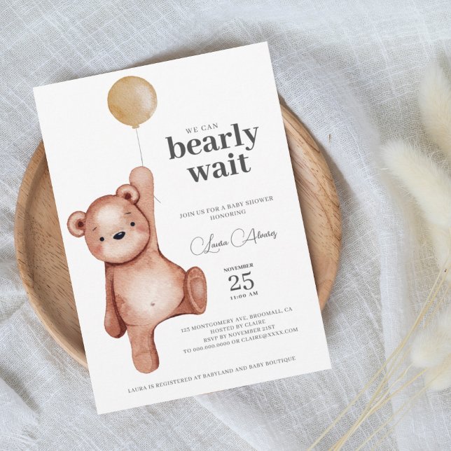 Invitation Baby shower neutre de l'ours en peluche (Créateur téléchargé)