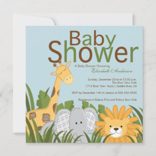Invitation Baby shower neutre des animaux de Jungle Safari