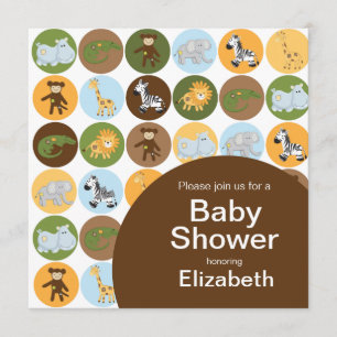 Invitation Baby shower neutre des animaux de Jungle Safari
