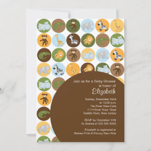 Invitation Baby shower neutre des animaux de Jungle Safari
