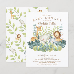 Invitation Baby shower neutre des animaux de la jungle
