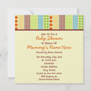 Invitation Baby shower neutre : Dots Boho Ours farci