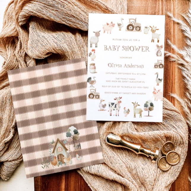 Invitation Baby shower neutre du thème de la ferme (Créateur téléchargé)