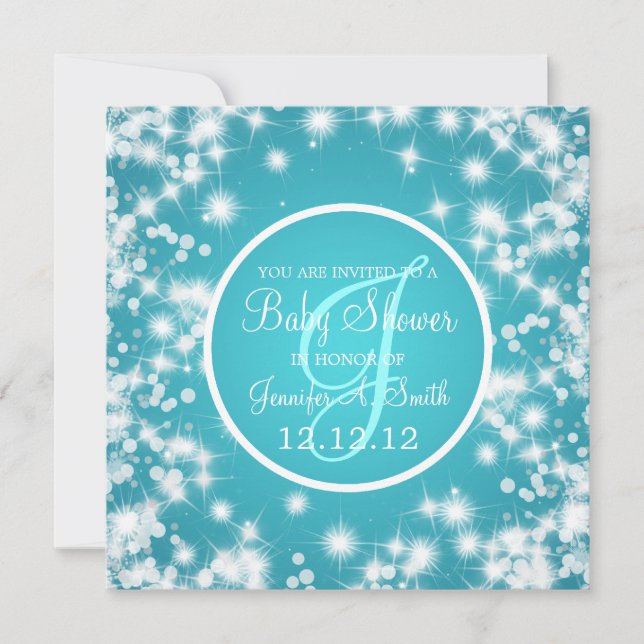 Invitation Baby shower neutre Élégant Hiver Éclat Bleu (Devant)