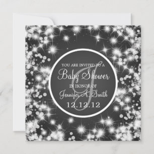 Invitation Baby shower Neutre Élégant Hiver Épargne Noir
