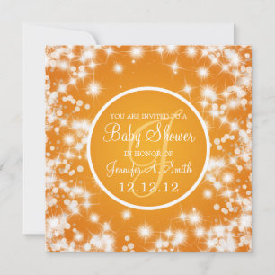Invitation Baby shower Neutre Élégant Hiver Épargne Orange