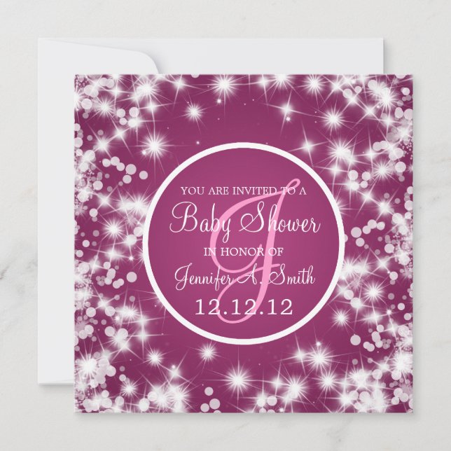 Invitation Baby shower Neutre Élégant Hiver Parkle rose (Devant)