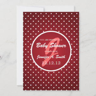 Invitation Baby shower neutre Élégant Polka Dot Rouge