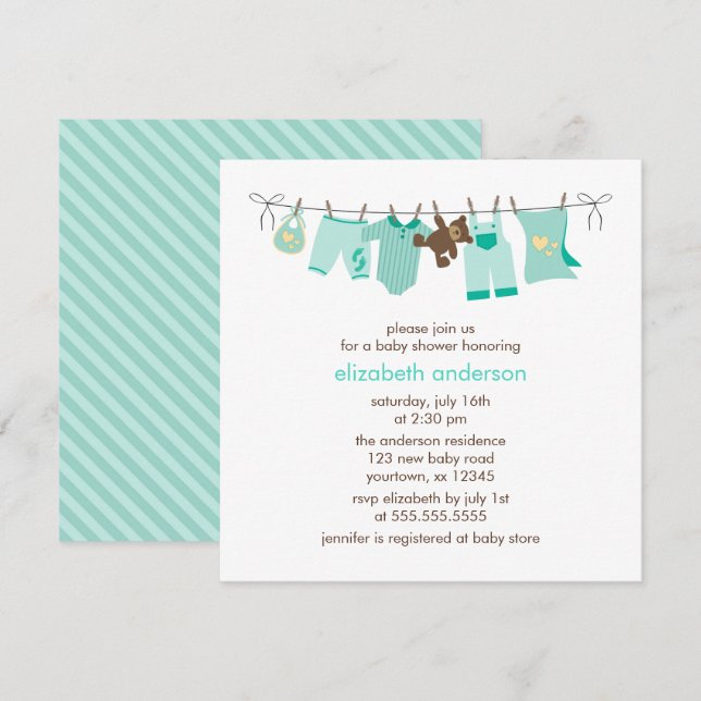 Invitation Baby shower neutre entre les sexes pour les bébés (Devant / Derrière)