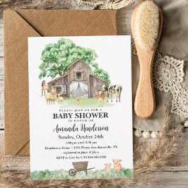 Invitation Baby shower neutre genre animal de ferme rustique