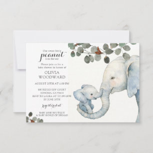 Invitation Baby shower Neutre Genre Eléphant Et Verdure