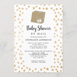 Invitation Baby shower Neutre Genre Or Star par la poste
