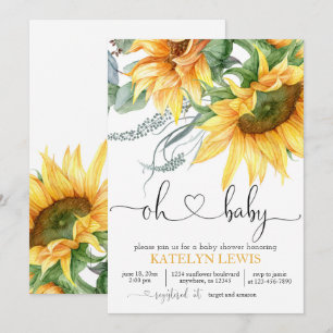 Invitation Baby shower neutre genre tournesol