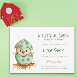 Invitation Baby shower neutre genre vert mignon oiseau