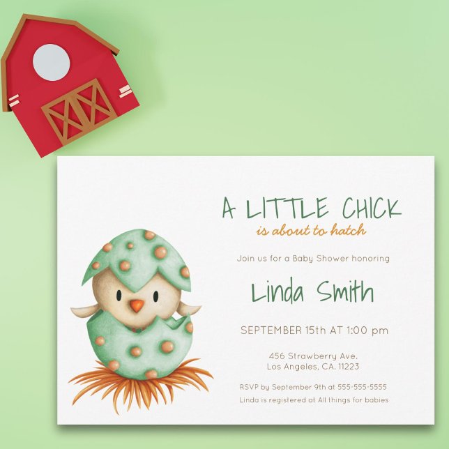 Invitation Baby shower neutre genre vert mignon oiseau (Créateur téléchargé)
