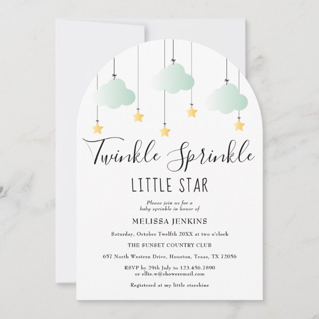 Invitation Baby shower Neutre Little Star Twinkle Sprinkle (Devant)