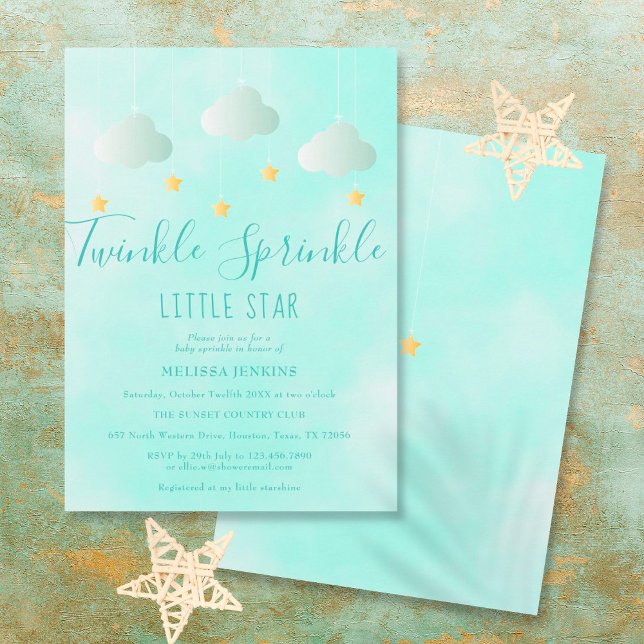 Invitation Baby shower Neutre Little Star Twinkle Sprinkle (Créateur téléchargé)