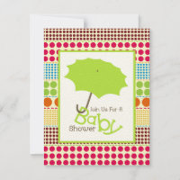 Baby shower neutre - Parapluie vert et points de s