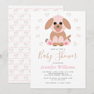 Invitation Baby shower Neutre Personnalisé Simple Chiot