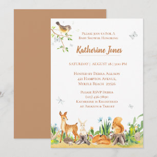 Invitation Baby shower neutre pour les animaux des bois