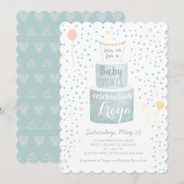 Invitation Baby shower neutre pour les femmes - Ba (Devant / Derrière)