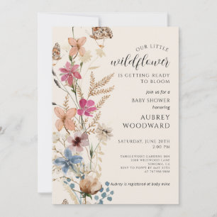 Invitation Baby shower neutre pour les petits Fleurs sauvages