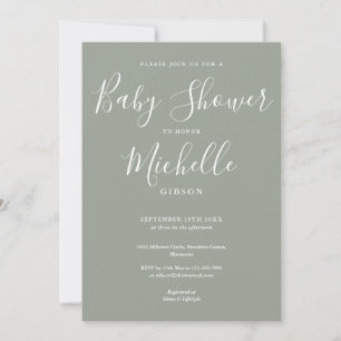 Invitation Baby shower neutre Sage Green