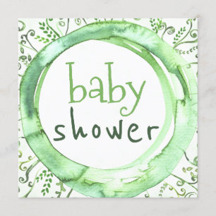 Invitation Baby shower neutre selon le sexe Verdure Aquarelle