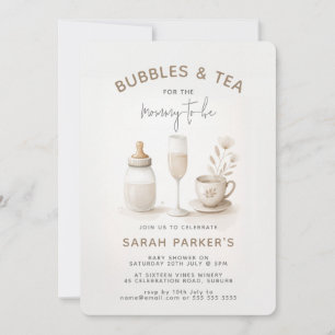 Invitation Baby Shower Neutre Thé & Champagne