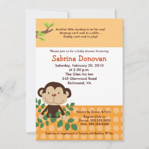 Invitation BABY SHOWER neutre vert singe MONKAROONI