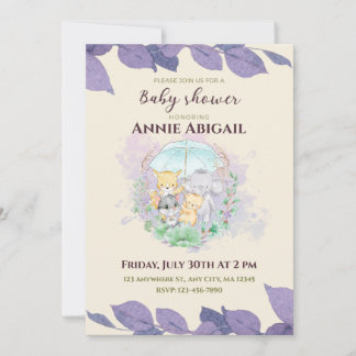 Invitation Baby shower neutre violet entre les sexes