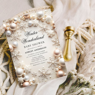 Invitation Baby shower Neutre Winter Wonderland