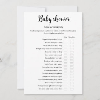 Invitation Baby Shower Nice or Naughty Game, Funny Game,