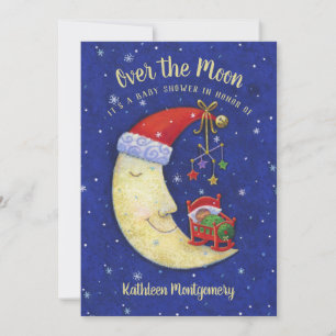 Invitation Baby shower Noël sur la lune