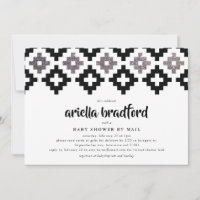 Baby shower noir blanc en argent Boho Aztec