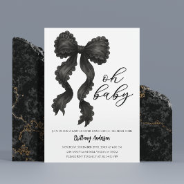 Invitation Baby shower noir Bow Coquette Bow