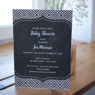 Invitation Baby shower noir et blanc