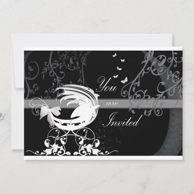 Invitation baby shower noir et blanc 1b (Devant)