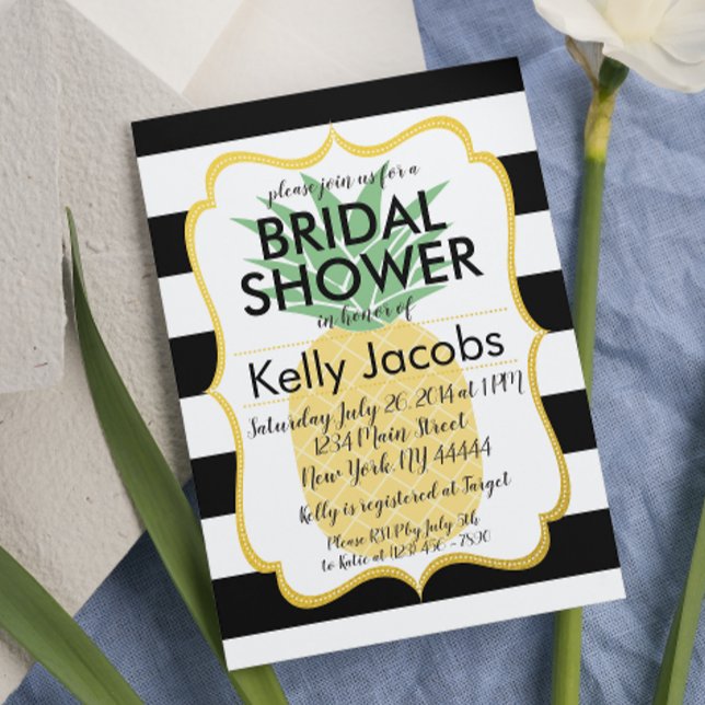 Invitation Baby shower noir et blanc à ananas (Créateur téléchargé)