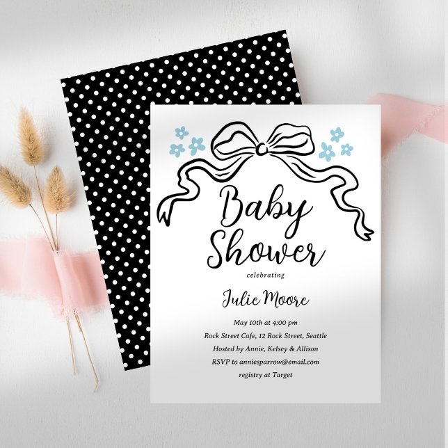 Invitation Baby shower noir et blanc chic (Créateur téléchargé)